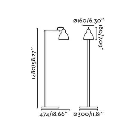 Lampe de sol en acier E27 noir CHAVOY