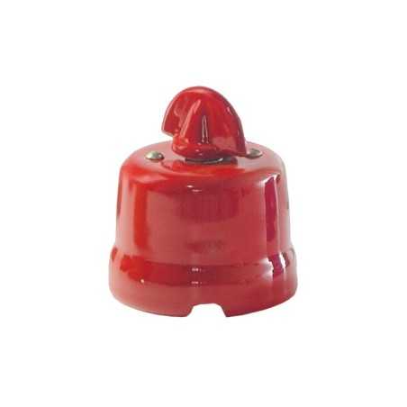 Commutateur en porcelaine avec boucle de couleur rouge