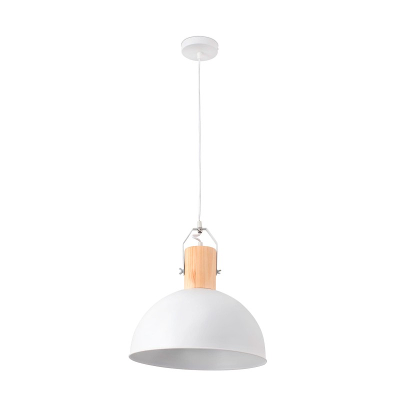 Lampe plafond bois E27 blanc mat CHATTE