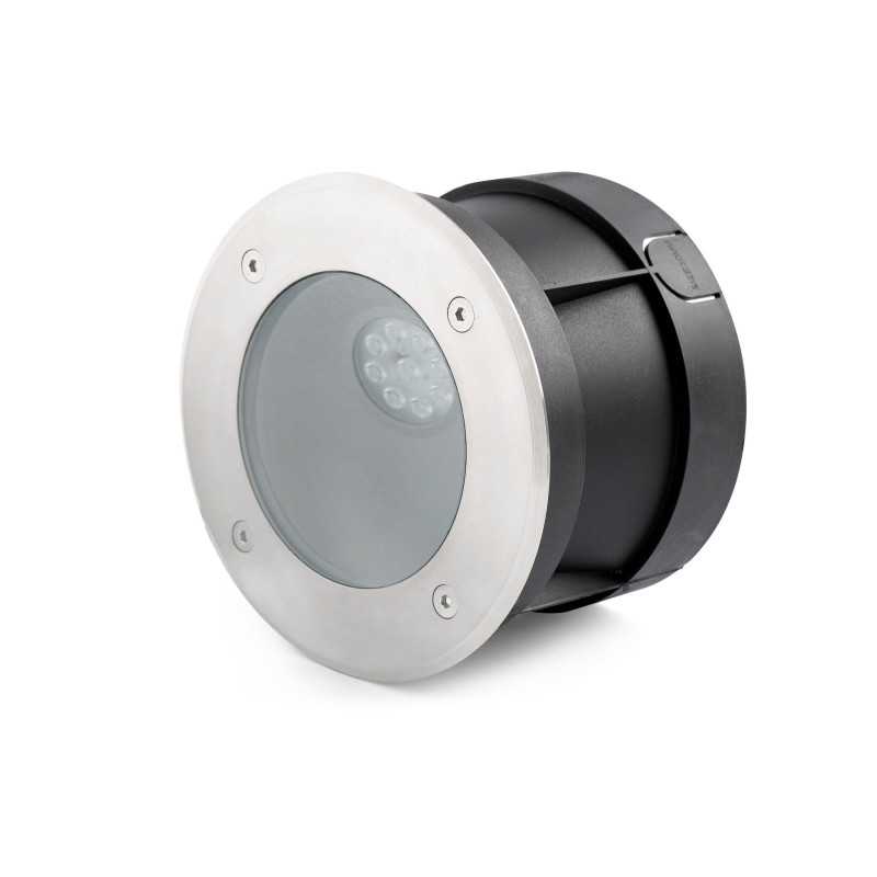 Lampe de sol en acier avec LED intégrée en acier brossé, LANNEC