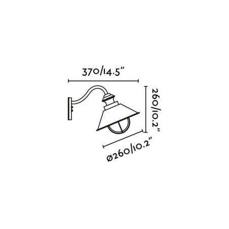 Lampe murale en acero avec douille E27 en oxyde, BLAYAC