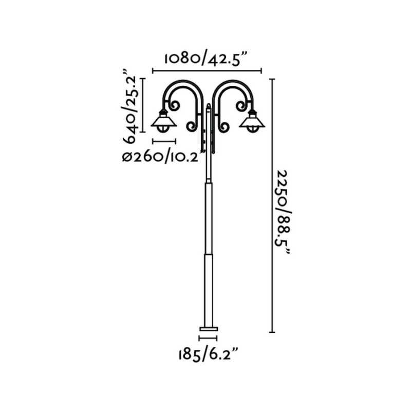 Lampe de sol en acero avec douille E27 en oxyde, ALLERET