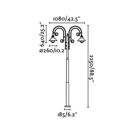Lampe de sol en acero avec douille E27 en oxyde, ALLERET