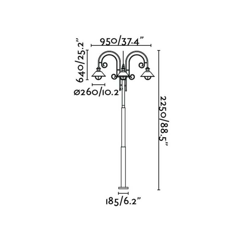 Lampe de sol en acero avec douille E27 en oxyde, AIZIER