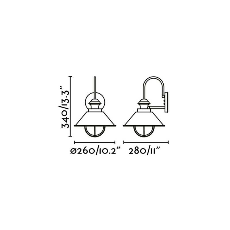 Lampe murale en acero avec douille E27 en oxyde, CHOUGNY