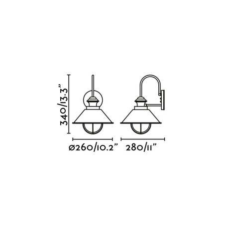 Lampe murale en acero avec douille E27 en oxyde, CHOUGNY