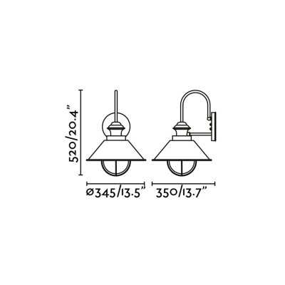 Lampe murale en acero avec douille E27 en oxyde, ARRIGAS