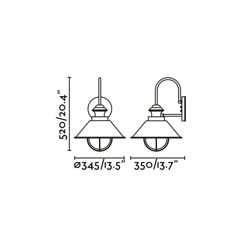 Lampe murale en acero avec douille E27 en oxyde, ARRIGAS