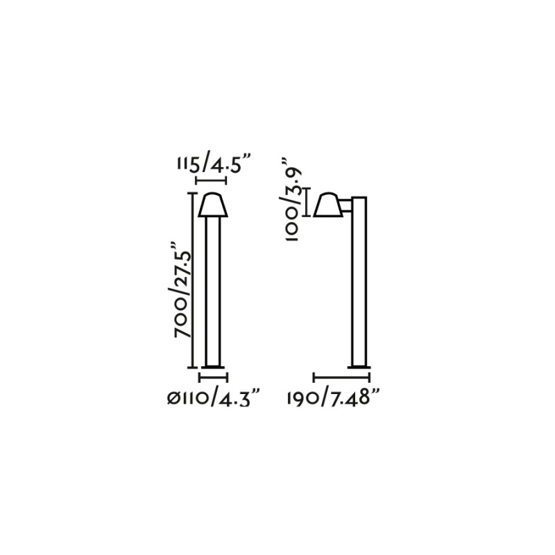 Lampe de sol en aluminium avec douille GU10 en gris, GORGES