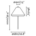 Lampe de sol en aluminium E27 gris BROUMET