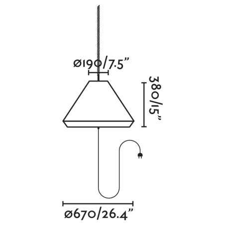 Suspension en aluminium E27 gris THELUS