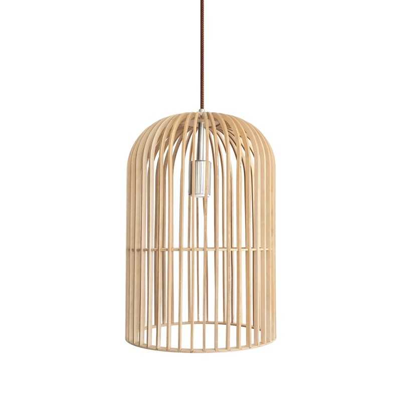 MEYRE suspension simple en bois E27 LED couleur bois