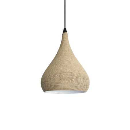 Suspension simple SERVY chanvre E27 LED couleur bois