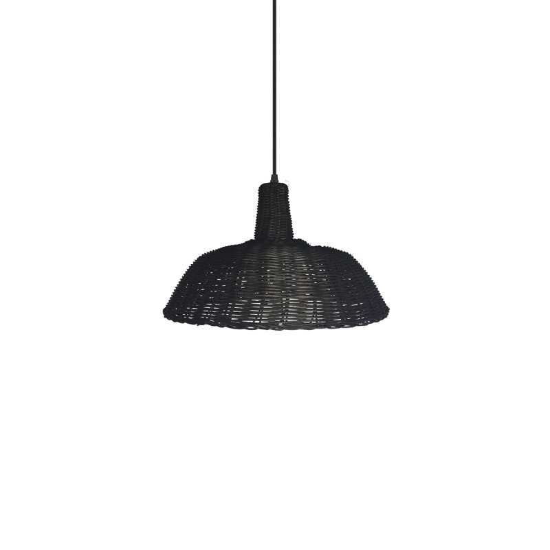 PAYRAT suspension simple osier E27 LED couleur bois foncé
