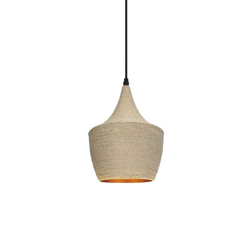 CAHY suspension simple chanvre E27 LED couleur bois