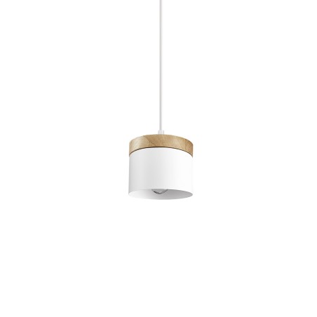 Suspension simple BIRE bois E27 LED couleur blanc