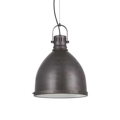Suspension simple OSTOVE fer E27 LED couleur gris rustique