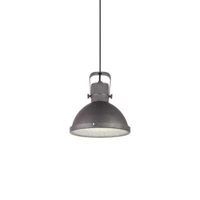 Suspension simple GOUERS fer E27 LED couleur gris rustique