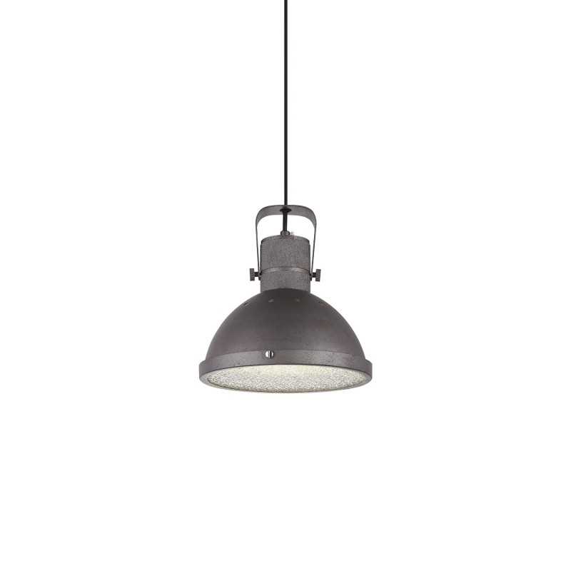 Suspension simple GOUERS fer E27 LED couleur gris rustique