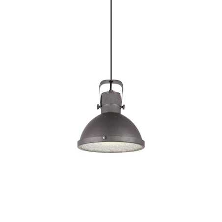 Suspension simple GOUERS fer E27 LED couleur gris rustique