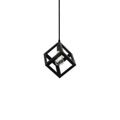 LEXOS suspension LED E27 simple en aluminium noir