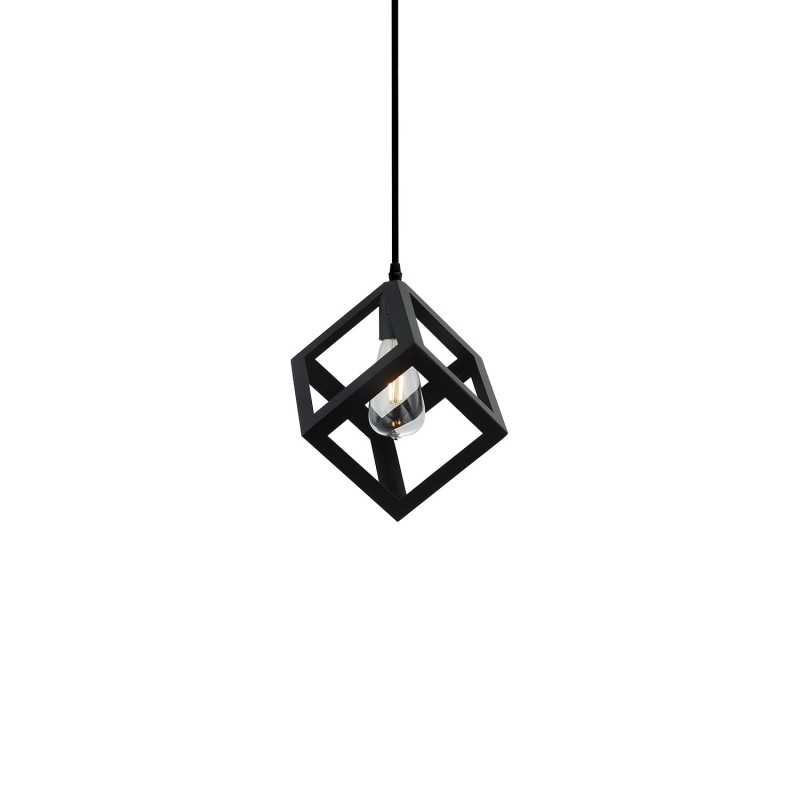 LEXOS suspension LED E27 simple en aluminium noir
