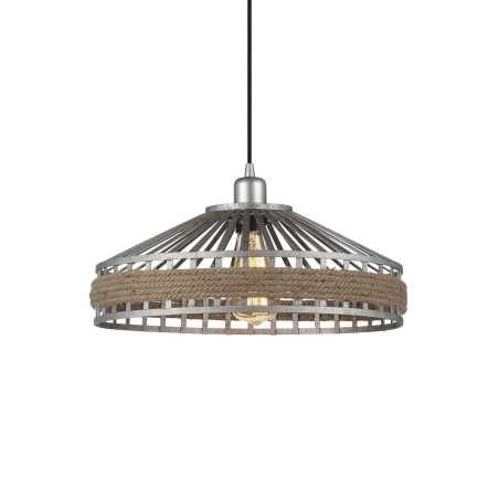 MOURAS suspension simple chanvre E27 LED couleur gris rustique