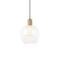 DISSE suspension simple en bois E27 LED couleur transparente