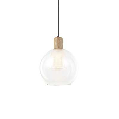 DISSE suspension simple en bois E27 LED couleur transparente