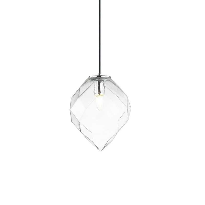 PERIER suspension simple en métal E27 LED couleur chrome brillant
