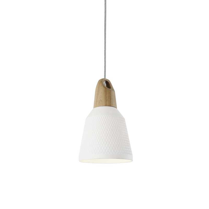 Suspension simple CASSOU bois E27 LED couleur blanc
