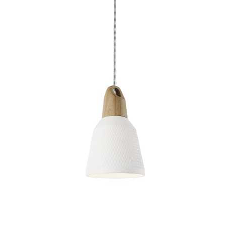 Suspension simple CASSOU bois E27 LED couleur blanc