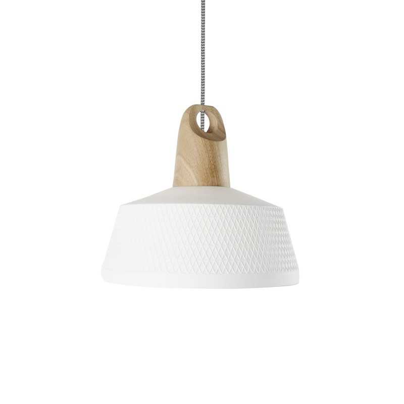Suspension simple BALAS bois E27 LED couleur blanc