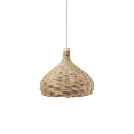Suspension simple LOSSY rotin E27 LED couleur bois
