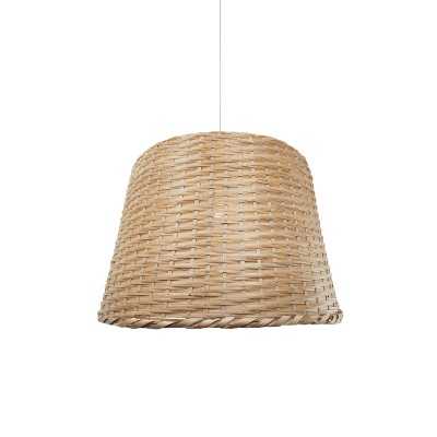 OSSAT suspension simple rotin E27 LED couleur bois