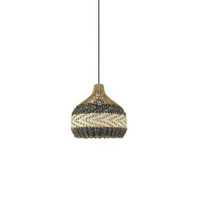 DORVAL rotin E27 LED suspension simple noir