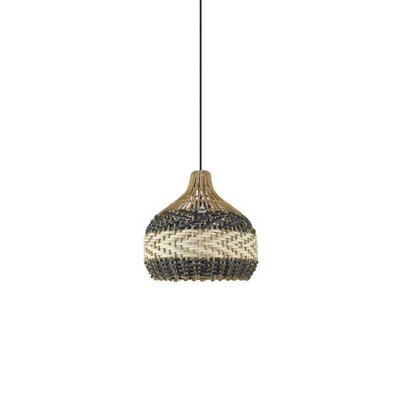 DORVAL rotin E27 LED suspension simple noir