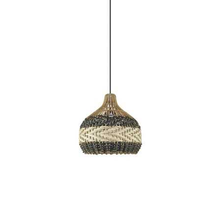 DORVAL rotin E27 LED suspension simple noir