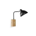 Applique murale LED E27 CRANN en bois noire