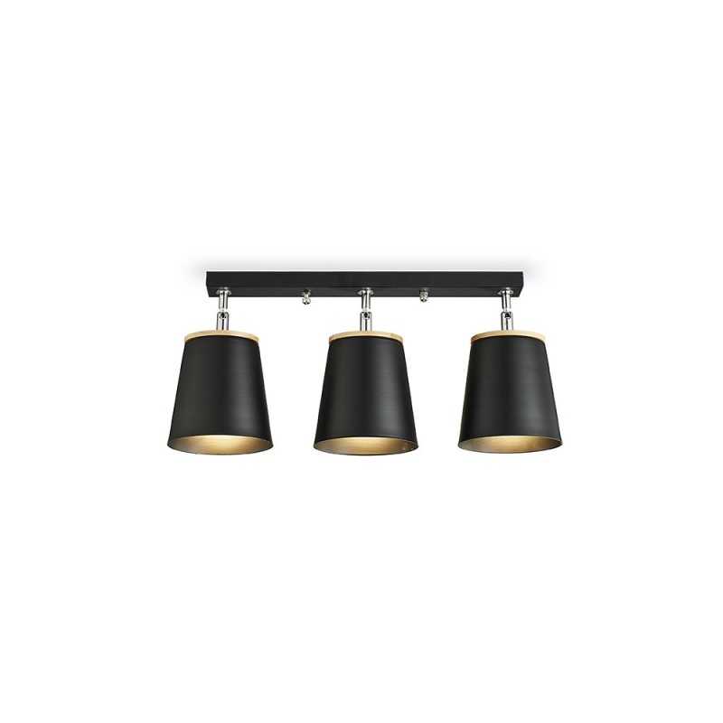 LANDRER spot de plafond LED E27 en bois noir