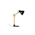 Lampe de table articulée noire E27 LED en bois MAGNE