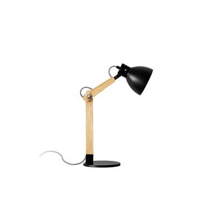 Lampe de table articulée noire E27 LED en bois MAGNE