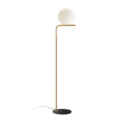 Lampadaire LED E27 YZEURE en métal coloris laiton brossé