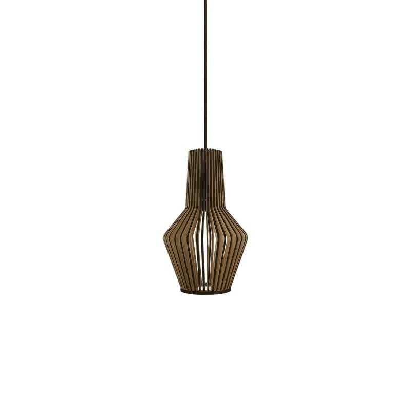 Suspension LED E27 simple en bois SAULX