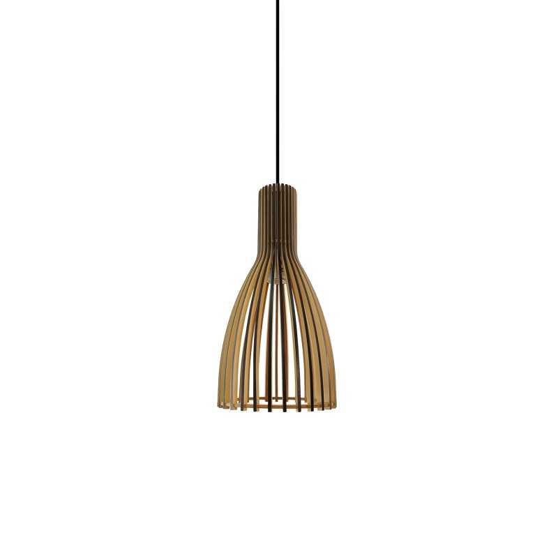 Suspension LED E27 simple en bois POIXE