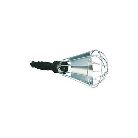 Lampe portable en caoutchouc avec câble et écran anti-éblouissement.