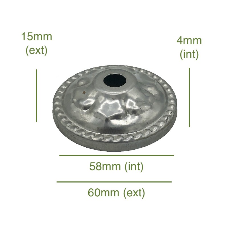 Couvercle en fer brut décoré diamètre 58 mm x 4 mm