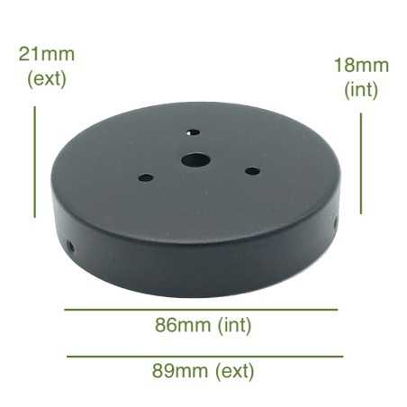 Support globes noire en verre 86mm x 18mm avec vis