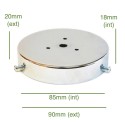 Support globes en verre chromé 85mm x 18mm avec vis