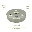 Support acier mat pour fixation plafond ø100mm x 17mm